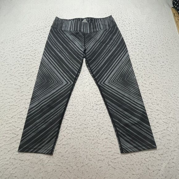 Prana Pants - PrAna Roxanne Capri Leggings Women's Medium Striped Athletic Pants Gray Stretch